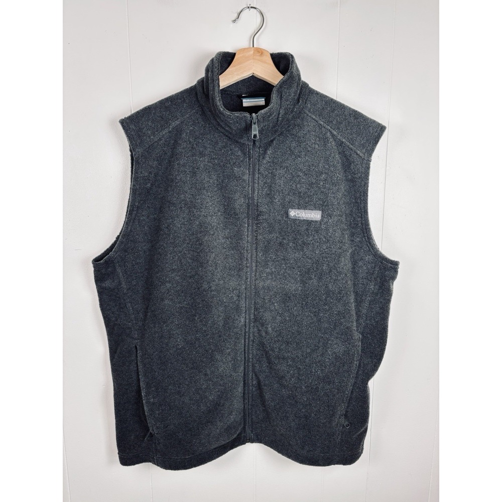 Columbia Men's Large‎ Fleece Vest Gray Zip Up Front Jacket for Layering